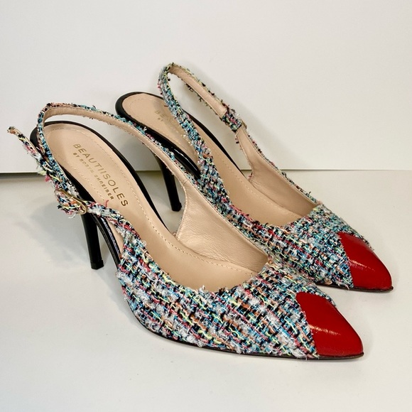 New Beautiisoles Alice Pointed Red Toe Pumps Size 8 1/2 - Picture 2 of 11